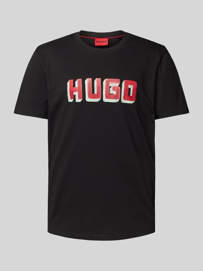 HUGO T-Shirt mit Label-Print Modell 'Daqerio' Black 2