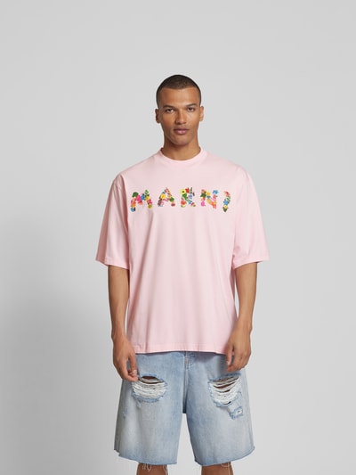 Marni T-Shirt mit Label-Print Rosa 4