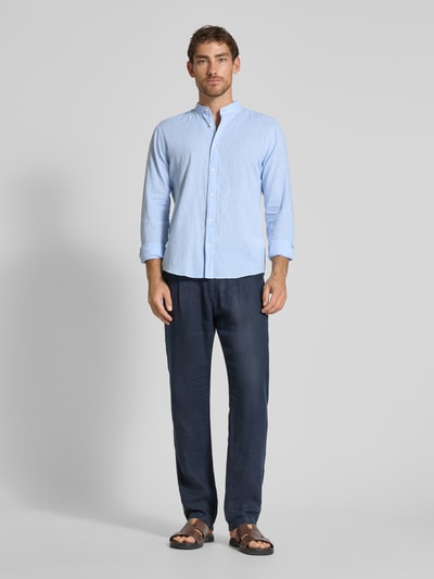Strellson Regular Fit Freizeithemd aus Baumwoll-Leinen-Mix Modell 'Cornel' Hellblau 1