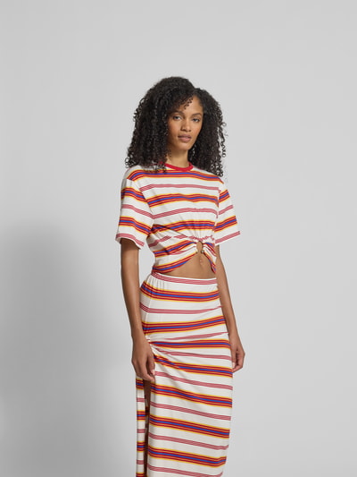 Rabanne T-Shirt mit Raffungen Rot 4