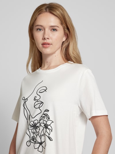 Vila T-shirt met ronde hals, model 'sybil' Offwhite - 3