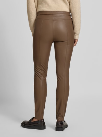 Raffaello Rossi Skinny fit broek in leerlook, model 'RESA' Lichtbruin - 5