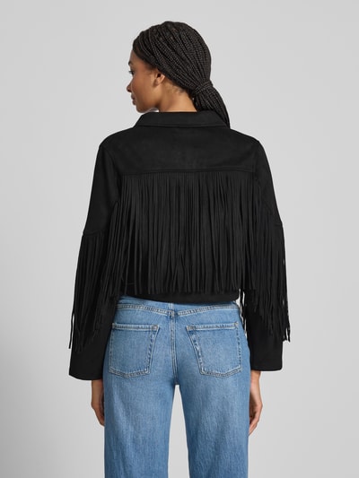 Only Jack in leerlook met lange franjes, model 'DIANE LIFE' Zwart - 5