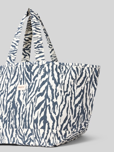 Productfoto, Shopper in allover-look model 'JUNO' van Barts, katoen, blauw-wit zebrapatroon, hengsels, 35x37x35 cm, schouderriem 57 cm