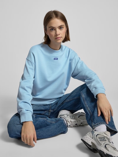 Hugo Blue Sweatshirt mit Label-Detail Modell 'Delessa' Rauchblau 3