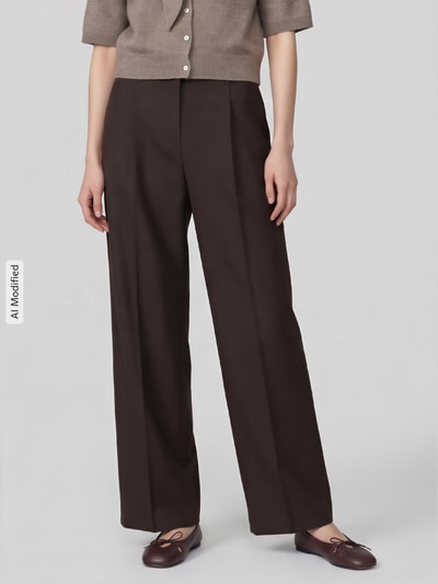 CAMBIO Fashion Fit Bundfaltenhose mit Schurwoll-Anteil Modell 'Addison' Dunkelbraun Melange 4