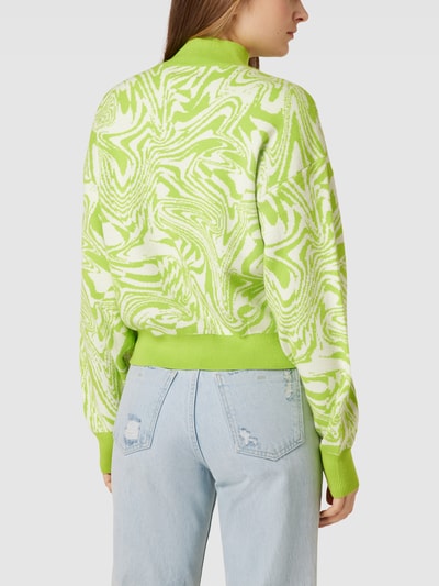 Pieces Gebreide pullover met all-over motief, model 'MILA' Lichtgroen - 5