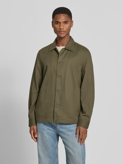 Marc O'Polo Regular Fit Overshirt aus Lyocell-Leinen-Baumwoll-Mix Dunkelbraun 4
