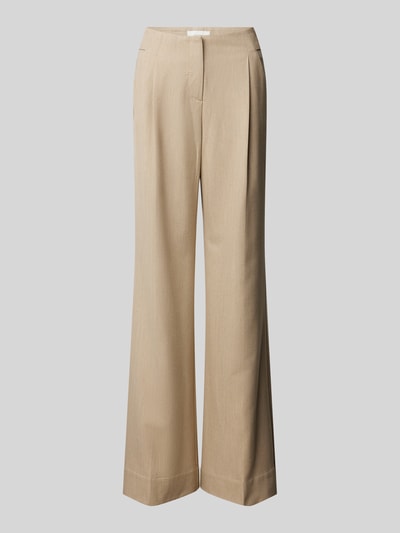 MORE Wide Leg Bundfaltenhose mit Strukturmuster Sand 1