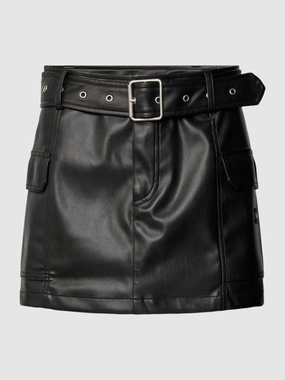 Tommy Jeans Minirok in leerlook, model 'PLEATHER' Zwart - 2