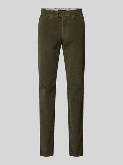 Eurex By Brax Regular fit corduroy broek met steekzakken, model 'JIM' Olijfgroen - 2