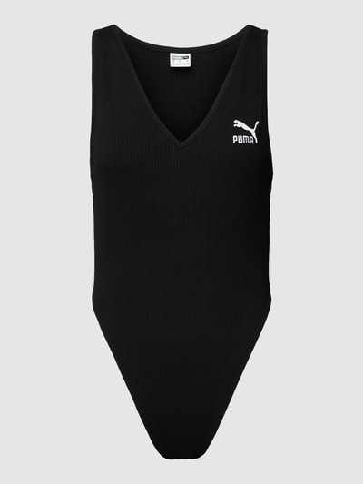 Puma Body met logostitching, model 'Classics Ribbed Bodysuit' Zwart - 2