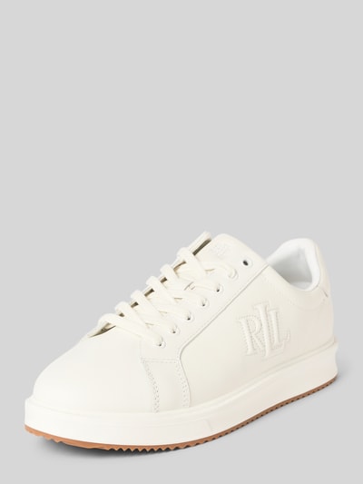 Lauren Ralph Lauren Sneakersy ze skóry naturalnej z wyhaftowanym logo model ‘Ainsley’ Biały 1