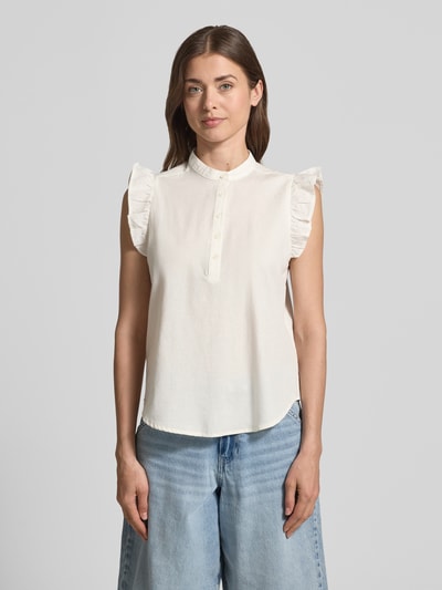 VERO MODA Regular Fit Bluse aus Baumwoll-Leinen-Mix Modell 'SELMA' Weiss 4