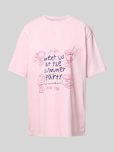 OH APRIL Oversized T-shirt met ronde hals, model 'Summer Party' Roze - 2