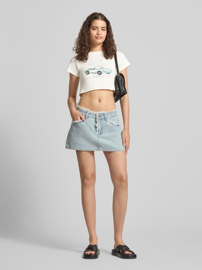 ANOTHER COTTON LAB Cropped T-Shirt mit Motiv-Print Weiss 1