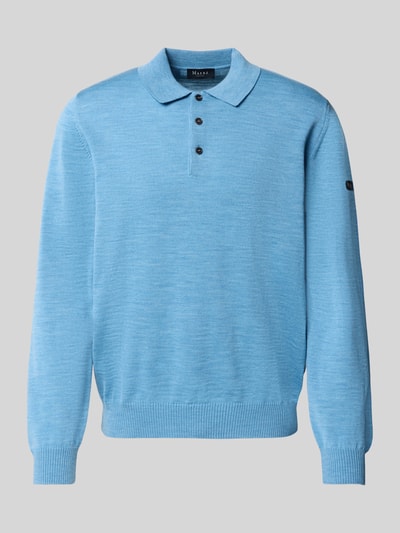 MAERZ Muenchen Strickpullover mit Polokragen und Knopfleiste Hellblau 2