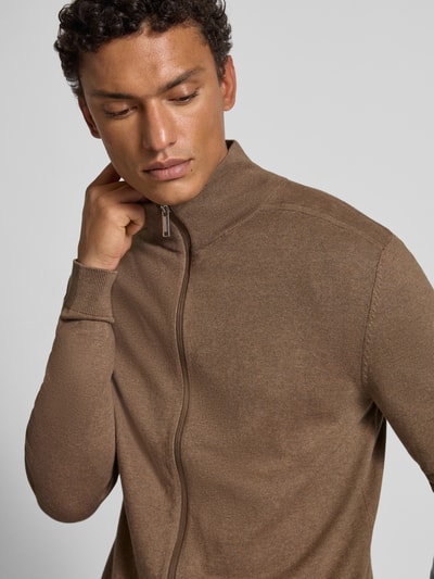 SELECTED HOMME Kurtka z dzianiny o kroju regular fit z czystej bawełny model ‘BERG’ Piaskowy 3