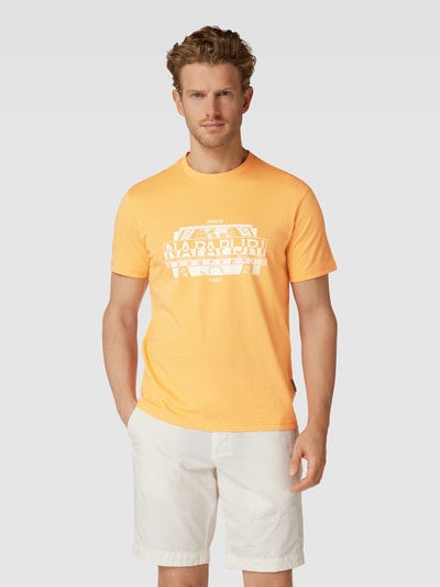 Napapijri T-shirt met labelprint met statement, model 'MANTA' Oranje - 4