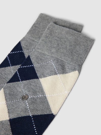 Burlington Socken mit Karomuster Modell 'KING' Mittelgrau 2