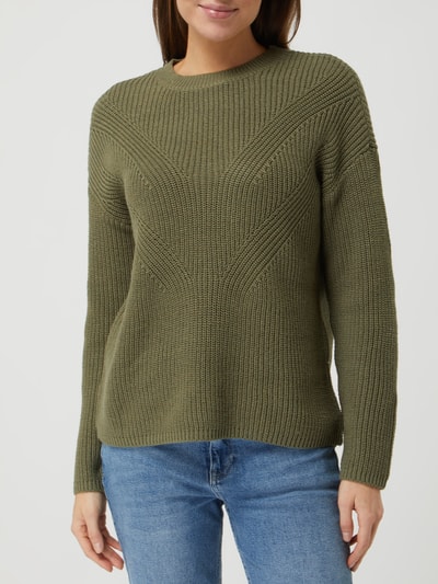 Pieces Pullover met ajourpatroon, model 'Karie' Groen - 4