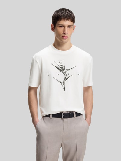 HUGO T-shirt o kroju relaxed fit z czystej bawełny model 'DARISE' Biały 4
