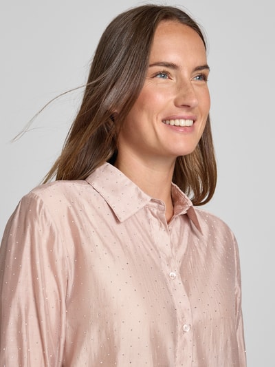 Emily Van den Bergh Regular Fit Hemdbluse mit Ziersteinbesatz Beige Melange 3