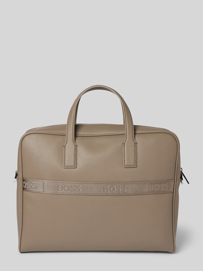 BOSS Laptoptasche mit Label-Print Modell 'Zair' Taupe 4