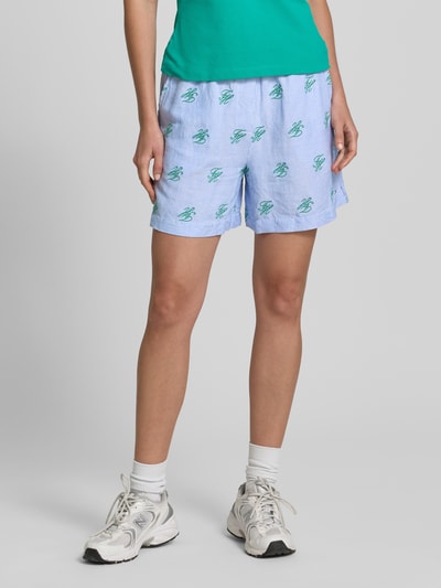 Tommy Hilfiger relaxed fit short met gestikt logo van linnenmix Lichtblauw - 4