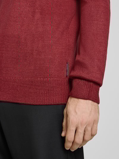 Tom Tailor Denim Regular Fit Strickpullover aus Rippstrick Rot 3