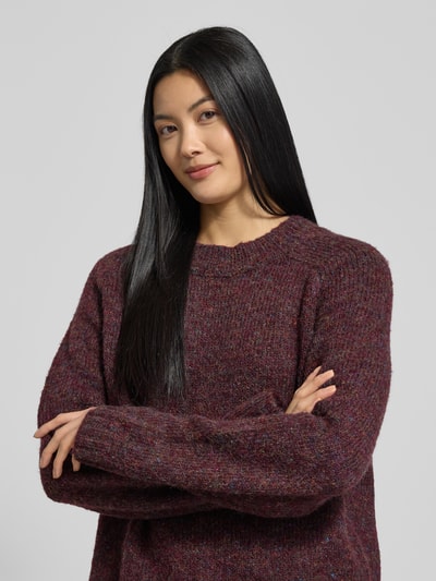 VERO MODA Regular fit gebreide pullover met wol, model 'INGRID' Bordeaux gemêleerd - 3