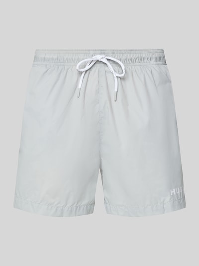 HUGO Badeshorts mit Label Print Modell 'HAITI' Mittelgrau 1