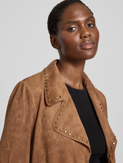 Betty Barclay Żakiet z imitacji skóry z nitami Koniakowy 3