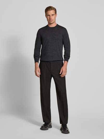 Jake*s Studio Men Regular Fit Pullover aus reiner Wolle Anthrazit Melange 1