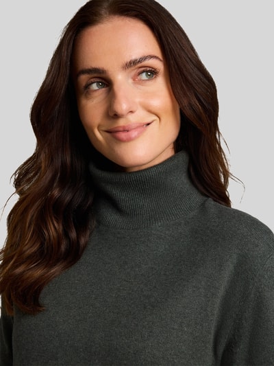 Tom Tailor Rollkragenpullover aus Kaschmir mit Seitenschlitzen Dunkelgruen 3