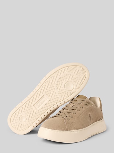 Produktfoto, Sneaker aus echtem Rindsleder von Polo Ralph Lauren in Beige mit glatter Oberfläche und heller Gummisohle, Herren Sneaker von Polo Ralph Lauren