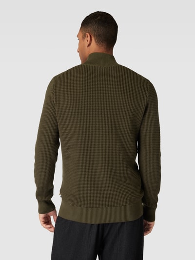 BOSS Sweter z dzianiny ze stójką model ‘Maurelio’ Oliwkowy 5