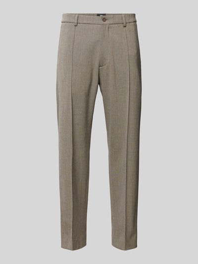 Cinque Stoffen broek met bandplooien, model 'Luigi' Taupe - 2