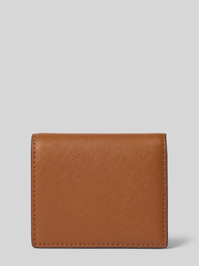 Produktfoto, Portemonnaie aus Leder mit Label-Applikation von Lauren Ralph Lauren in Braun, feine Narbenstruktur, Vorderseite sichtbar, Damen Portemonnaie