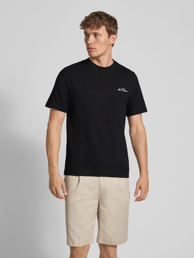 Les Deux T-Shirt mit Label-Stitching Modell 'Diaz' Black 4