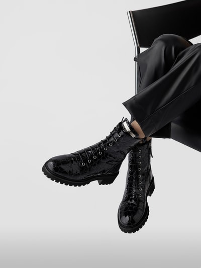 Giuseppe Zanotti Schnürboots in Reptil-Optik  Schwarz 1