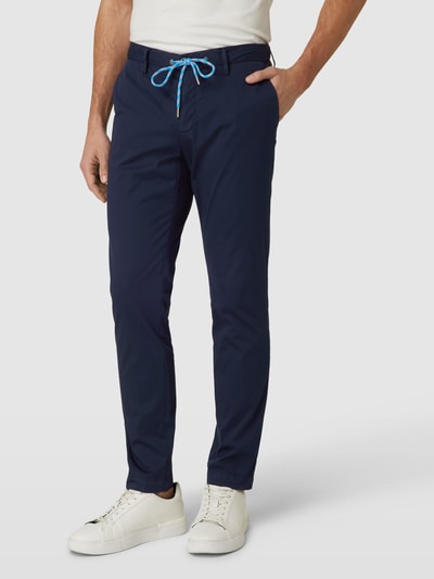 ALBERTO Regular fit stoffen broek met tunnelkoord, model 'JUMP' Marineblauw - 4