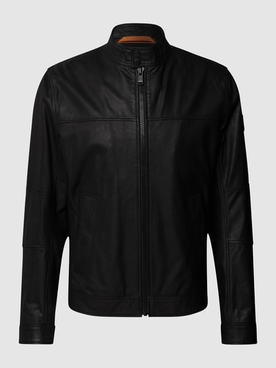 BOSS Orange Lederjacke mit Label-Applikation Modell 'Josep' Black 2