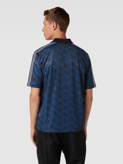 HUGO Poloshirt mit Allover-Label-Print Modell 'Dunlun' Marine 5