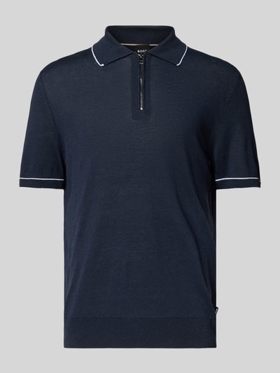 BOSS Regular Fit Poloshirt mit kurzem Reißverschluss Marine 2
