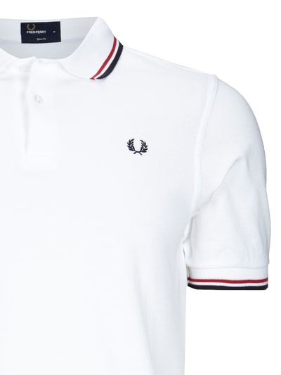 Fred Perry Slim Fit Poloshirt mit Kontraststreifen Weiss 2