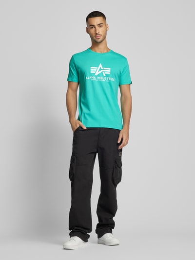 Alpha Industries T-shirt met labelprint Lichtturquoise - 1