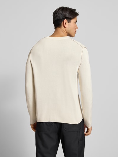 Marc O'Polo Denim Regular fit gebreide pullover van katoenmix Offwhite - 5