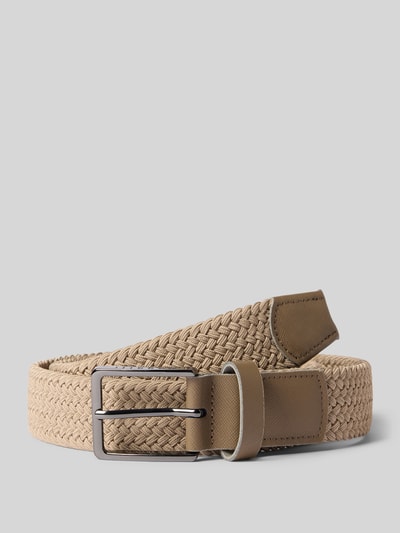 Produktfoto, Stoffgürtel mit Zopfmuster von bugatti in Beige, klassische Passform, Dornschließe metallic, 3 cm breit, strukturierte Oberfläche