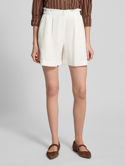 VERO MODA Regular Fit Bermudas aus Baumwoll-Leinen-Mix Modell 'SELMA' Weiss 4